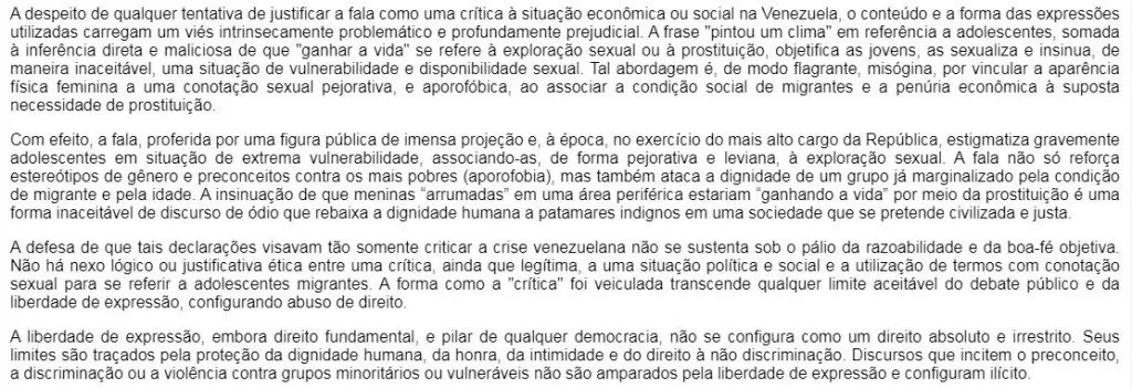 Trecho do voto divergente que acabou vencendo o relator no TJDFT
