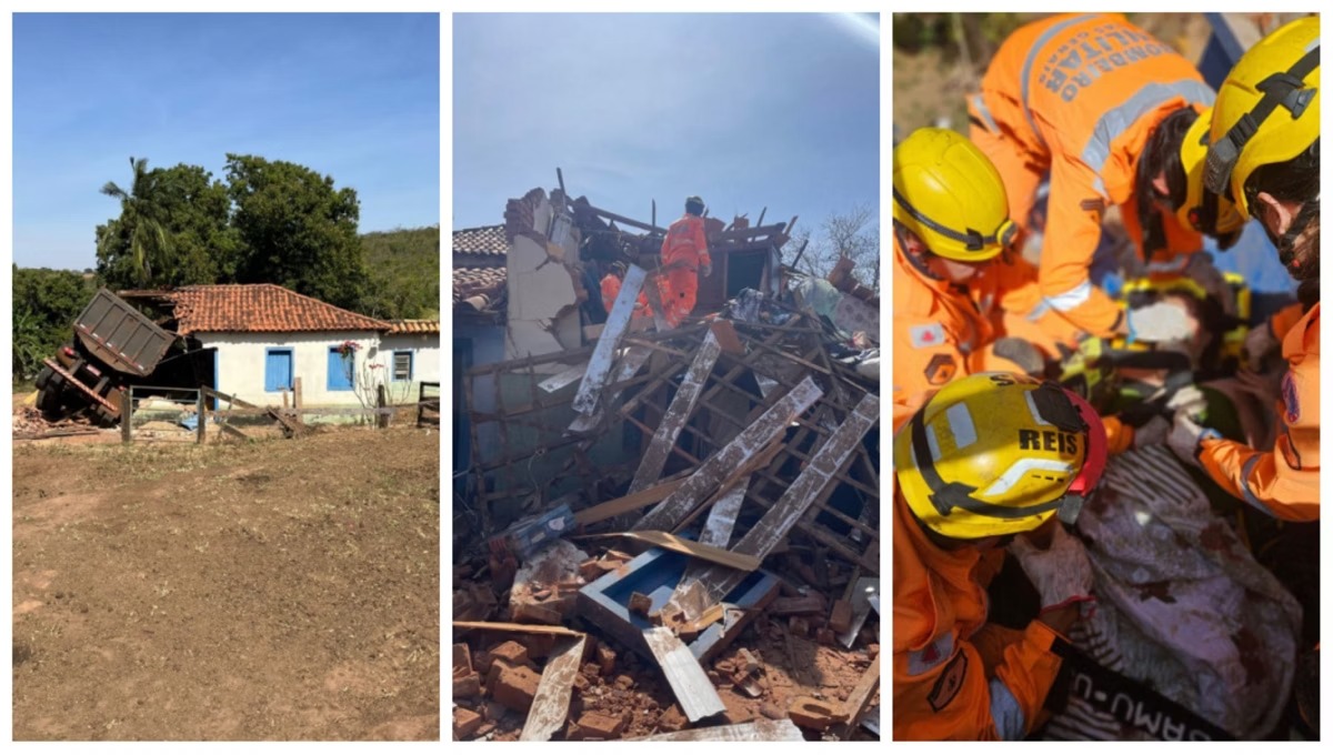 Idosa fica soterrada após caminhão desgovernado atingir casa