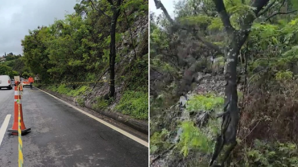 Avenida Nossa Senhora do Carmo é interditada por risco de deslizamento