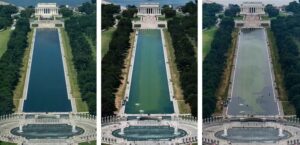 Espelho d’água do Lincoln Memorial apresenta problemas após reforma