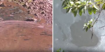 Descarte de óleo no Rio das Velhas