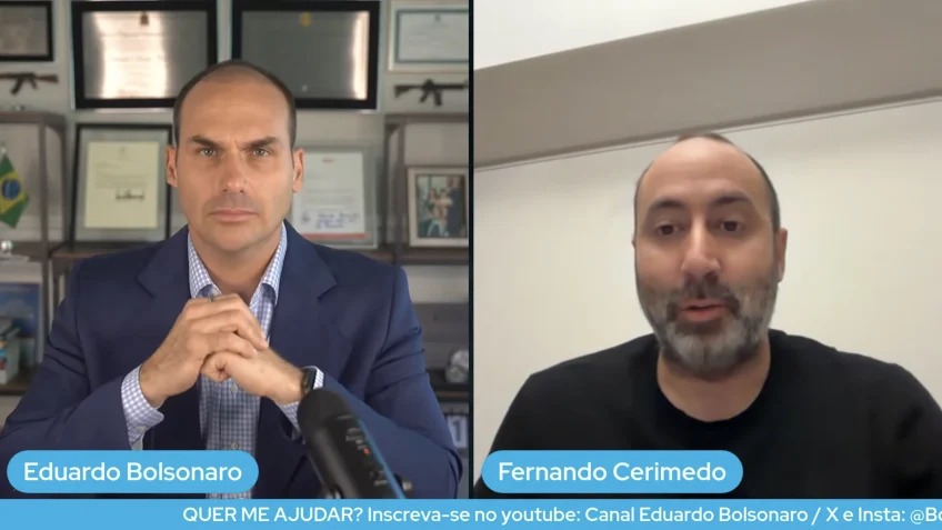 Eduardo Bolsonaro faz críticas ao sistema eleitoral em live com Fernando Cerimedo
