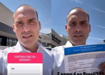 Eduardo Bolsonaro critica vacinação obrigatória de crianças no Brasil e defende modelo de isenção adotado no Texas